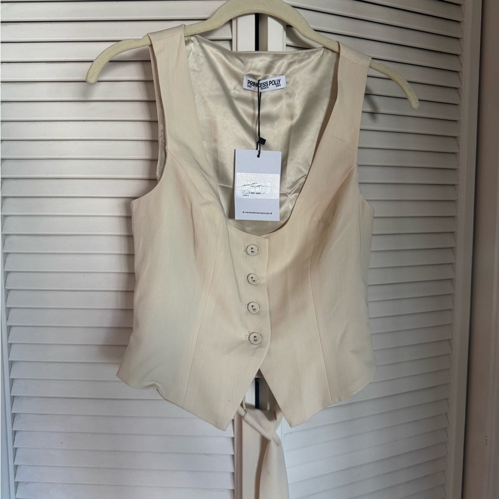 Princess Polly Cream Satin-Lined Vest